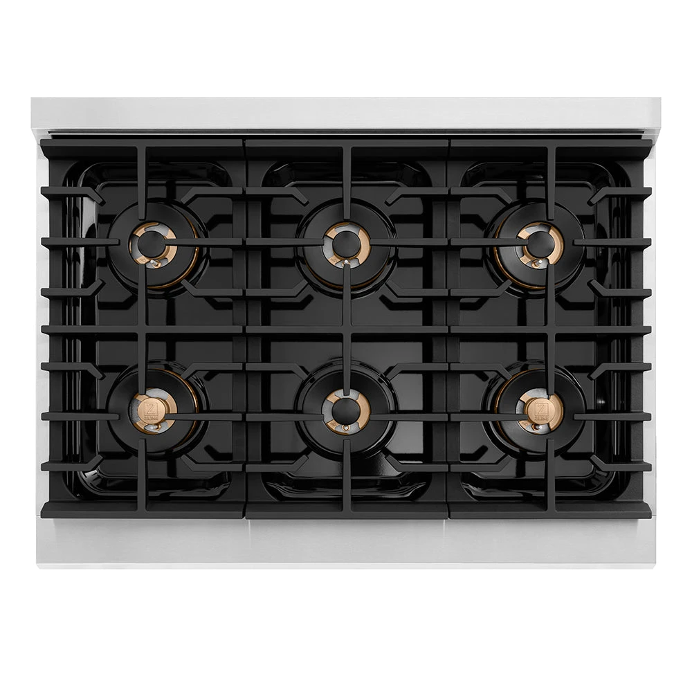 ZLINE Autograph Edition 36 In. 5.2 Cu. Ft. Paramount Gas Range With 6 Burner DuoPro™ Cooktop And Convection Gas Oven With Black Matte Door And Champagne Bronze Accents (PSGRZ-BLM-36-CB)(Zline Autograph Edition 36 Paramount Gas Range Duopro Stainless Steel Black Matte Champagne Bronze Psgrz Blm 36 Cb) 2 ZLINE Autograph Edition 36 In. 5.2 Cu. Ft. Paramount Gas Range With 6 Burner DuoPro™ Cooktop And Convection Gas Oven With Black Matte Door And Champagne Bronze Accents (PSGRZ-BLM-36-CB)(Zline Autograph Edition 36 Paramount Gas Range Duopro Stainless Steel Black Matte Champagne Bronze Psgrz Blm 36 Cb) - Image 2