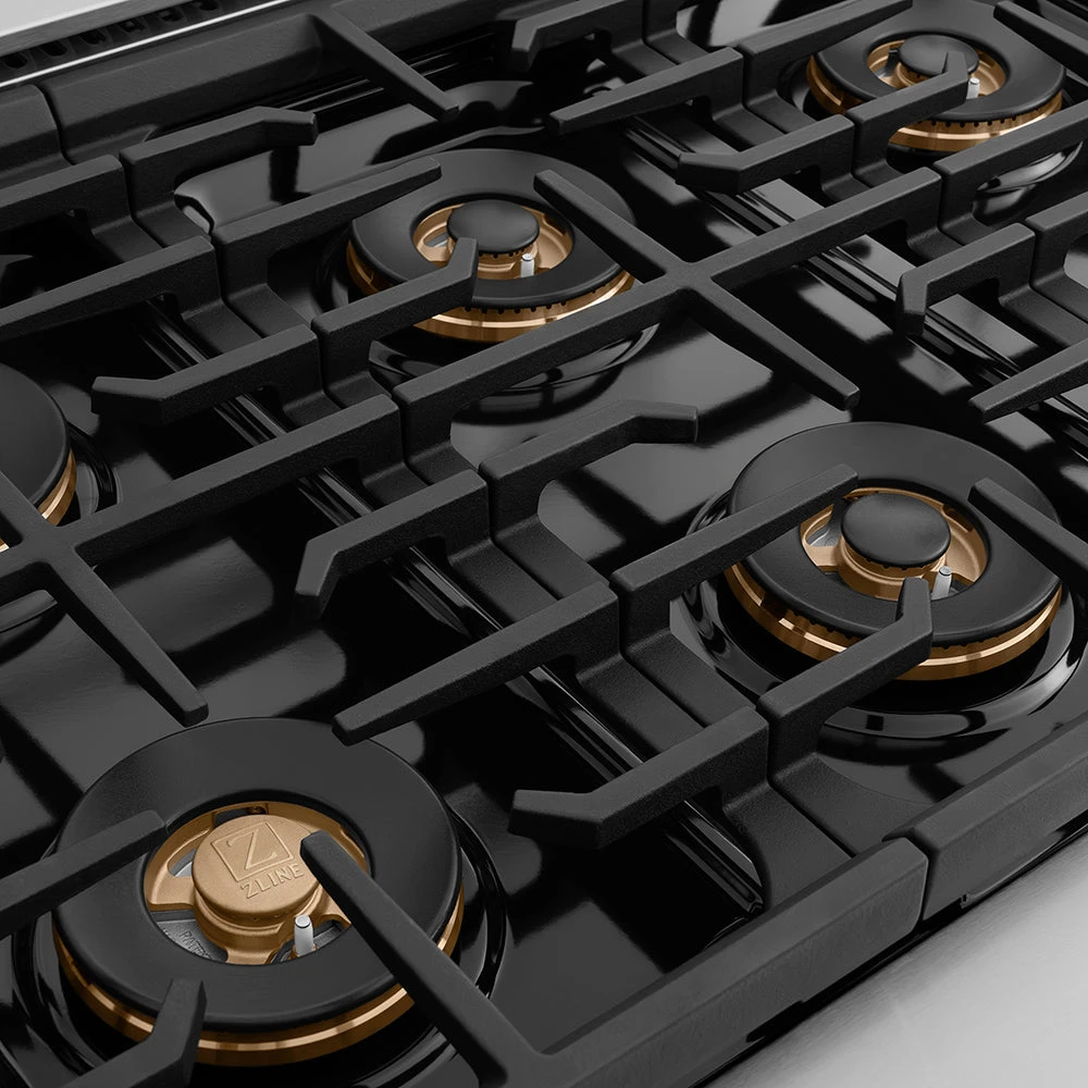 ZLINE Autograph Edition 48 In. 6.7 Cu. Ft. Paramount Gas Range With 8 Burner DuoPro™ Cooktop And Dual Ovens With White Matte Doors And Champagne Bronze Accents (PSGRZ-WM-48-CB)(Zline Autograph Edition 48 Paramount Gas Range Duopro Stainless Steel White Matte Champagne Bronze Psgrz Wm 48 Cb) 4 ZLINE Autograph Edition 48 In. 6.7 Cu. Ft. Paramount Gas Range With 8 Burner DuoPro™ Cooktop And Dual Ovens With White Matte Doors And Champagne Bronze Accents (PSGRZ-WM-48-CB)(Zline Autograph Edition 48 Paramount Gas Range Duopro Stainless Steel White Matte Champagne Bronze Psgrz Wm 48 Cb) - Image 4