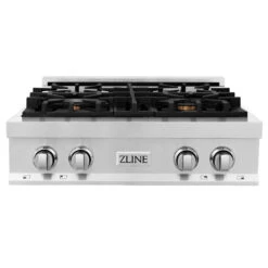 ZLINE 30 In. Legacy Gas Rangetop With 4 Brass Burners And Porcelain Cooktop In Stainless Steel (RT-BR-30)(Zline 30 Legacy Gas Rangetop Stainless Steel Brass Burners Rt Br 30)
