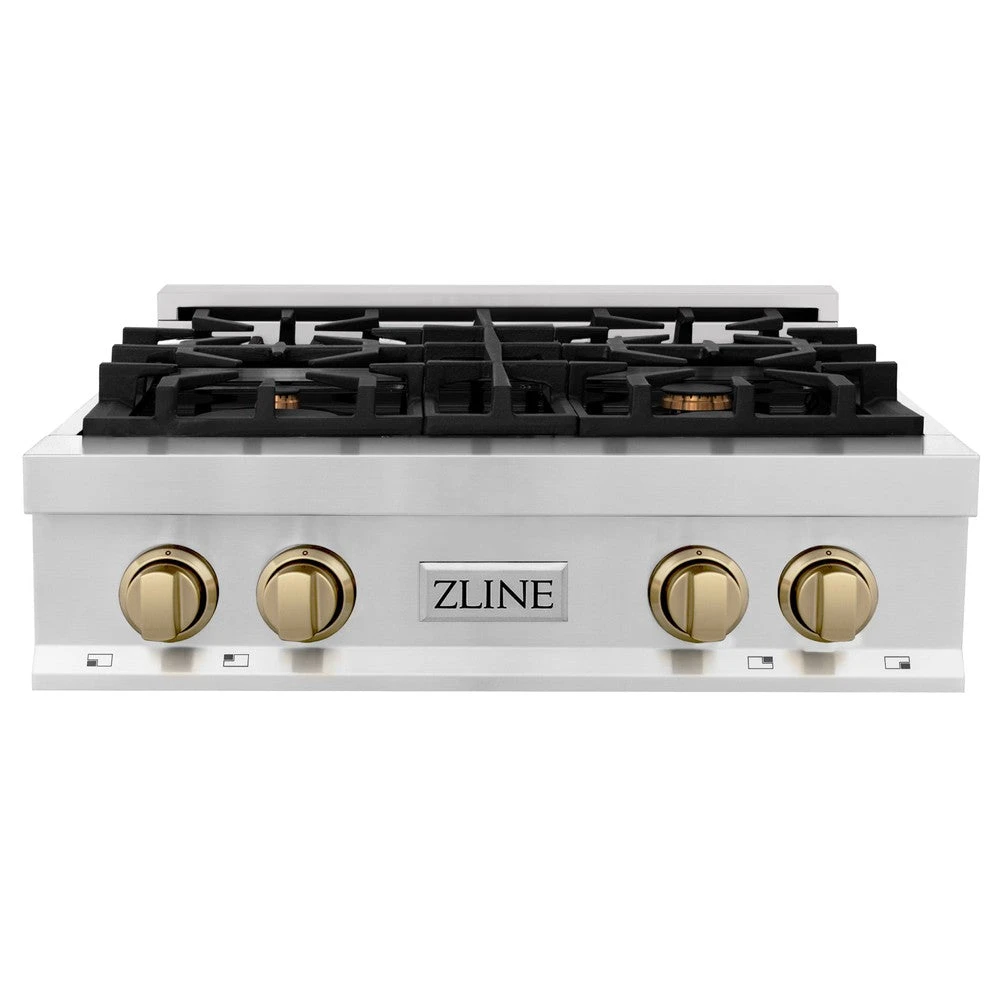 ZLINE Autograph Edition 30 In. Legacy Gas Rangetop With 4 Burners And Porcelain Cooktop In Stainless Steel With Champagne Bronze Accents (RTZ-30-CB)(Zline Autograph Edition 30 Legacy Gas Rangetop Stainless Steel Champagne Bronze Rtz 30 Cb) 1 ZLINE Autograph Edition 30 In. Legacy Gas Rangetop With 4 Burners And Porcelain Cooktop In Stainless Steel With Champagne Bronze Accents (RTZ-30-CB)(Zline Autograph Edition 30 Legacy Gas Rangetop Stainless Steel Champagne Bronze Rtz 30 Cb)