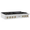 ZLINE Autograph Edition 48 In. Legacy Gas Rangetop With 7 Burners And Porcelain Cooktop In Stainless Steel With Champagne Bronze Accents (RTZ-48-CB)(Zline Autograph Edition 48 Legacy Gas Rangetop Stainless Steel Champagne Bronze Rtz 48 Cb)