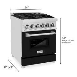 ZLINE 24 In. 2.8 Cu. Ft. Legacy Dual Fuel Range With 4 Burner Gas Cooktop And Electric Convection Oven In Stainless Steel And Black Matte Door (RA-BLM-24)(Zline 24 Legacy Dual Fuel Range Stainless Steel Black Matte Ra Blm 24) -Induction Cooktop Store zline professional stainless steel range RA BLM 24 dimensional 747a5460 e5d8 4ccd 8e3c 4977b24327c5
