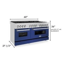 ZLINE 60 In. 7.4 Cu. Ft. Legacy Dual Fuel Range With 9 Burner Gas Cooktop And 2 Electric Convection Ovens In Stainless Steel And Blue Matte Doors (RA-BM-60)(Zline 60 Legacy Dual Fuel Range Stainless Steel Blue Matte Ra Bm 60) -Induction Cooktop Store zline professional stainless steel range RA BM 60 dimensional graphic 9613d28a 2948 4fa4 b02b 4e71fb8e1a63