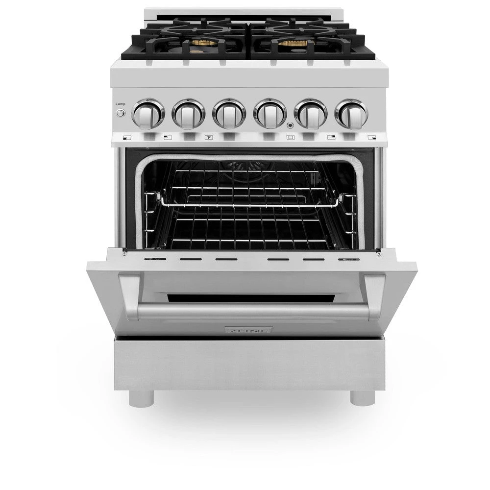 ZLINE 24 In. 2.8 Cu. Ft. Legacy Dual Fuel Range With Gas Cooktop And Electric Convection Oven In Stainless Steel With 4 Brass Burners (RA-BR-24)(Zline 24 Legacy Dual Fuel Range Stainless Steel Brass Burners Ra Br 24) 4 ZLINE 24 In. 2.8 Cu. Ft. Legacy Dual Fuel Range With Gas Cooktop And Electric Convection Oven In Stainless Steel With 4 Brass Burners (RA-BR-24)(Zline 24 Legacy Dual Fuel Range Stainless Steel Brass Burners Ra Br 24) - Image 4