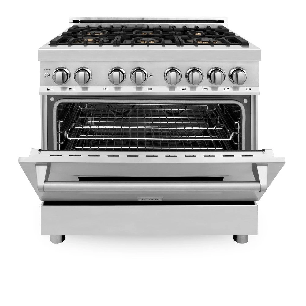 ZLINE 36 In. 4.6 Cu. Ft. Legacy Dual Fuel Range With Gas Cooktop And Electric Convection Oven In Stainless Steel With 6 Brass Burners (RA-BR-36)(Zline 36 Legacy Dual Fuel Range Stainless Steel Brass Burners Ra Br 36) 4 ZLINE 36 In. 4.6 Cu. Ft. Legacy Dual Fuel Range With Gas Cooktop And Electric Convection Oven In Stainless Steel With 6 Brass Burners (RA-BR-36)(Zline 36 Legacy Dual Fuel Range Stainless Steel Brass Burners Ra Br 36) - Image 4