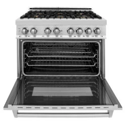 ZLINE 36 In. 4.6 Cu. Ft. Legacy Dual Fuel Range With Gas Cooktop And Electric Convection Oven In Stainless Steel With 6 Brass Burners (RA-BR-36)(Zline 36 Legacy Dual Fuel Range Stainless Steel Brass Burners Ra Br 36) 24 ZLINE 36 In. 4.6 Cu. Ft. Legacy Dual Fuel Range With Gas Cooktop And Electric Convection Oven In Stainless Steel With 6 Brass Burners (RA-BR-36)(Zline 36 Legacy Dual Fuel Range Stainless Steel Brass Burners Ra Br 36) -Induction Cooktop Store zline professional stainless steel range RA BR 36 front open dde14437 cf93 4d97 a6d9 d0b4390c27e3