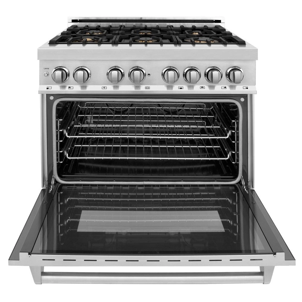 ZLINE 36 In. 4.6 Cu. Ft. Legacy Dual Fuel Range With Gas Cooktop And Electric Convection Oven In Stainless Steel With 6 Brass Burners (RA-BR-36)(Zline 36 Legacy Dual Fuel Range Stainless Steel Brass Burners Ra Br 36) 5 ZLINE 36 In. 4.6 Cu. Ft. Legacy Dual Fuel Range With Gas Cooktop And Electric Convection Oven In Stainless Steel With 6 Brass Burners (RA-BR-36)(Zline 36 Legacy Dual Fuel Range Stainless Steel Brass Burners Ra Br 36) - Image 5