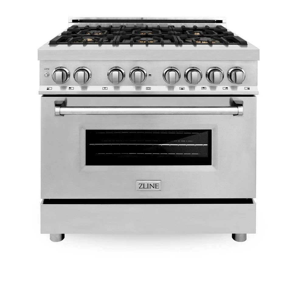 ZLINE 36 In. 4.6 Cu. Ft. Legacy Dual Fuel Range With Gas Cooktop And Electric Convection Oven In Stainless Steel With 6 Brass Burners (RA-BR-36)(Zline 36 Legacy Dual Fuel Range Stainless Steel Brass Burners Ra Br 36) 3 ZLINE 36 In. 4.6 Cu. Ft. Legacy Dual Fuel Range With Gas Cooktop And Electric Convection Oven In Stainless Steel With 6 Brass Burners (RA-BR-36)(Zline 36 Legacy Dual Fuel Range Stainless Steel Brass Burners Ra Br 36) - Image 3
