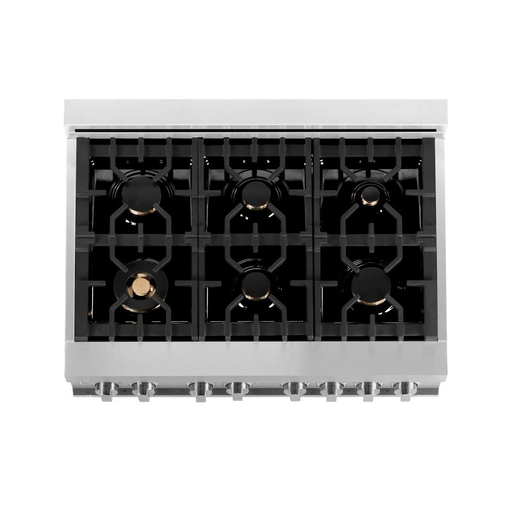 ZLINE 36 In. 4.6 Cu. Ft. Legacy Dual Fuel Range With Gas Cooktop And Electric Convection Oven In Stainless Steel With 6 Brass Burners (RA-BR-36)(Zline 36 Legacy Dual Fuel Range Stainless Steel Brass Burners Ra Br 36) 6 ZLINE 36 In. 4.6 Cu. Ft. Legacy Dual Fuel Range With Gas Cooktop And Electric Convection Oven In Stainless Steel With 6 Brass Burners (RA-BR-36)(Zline 36 Legacy Dual Fuel Range Stainless Steel Brass Burners Ra Br 36) - Image 6