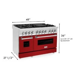 ZLINE 48 In. 6.0 Cu. Ft. Legacy Dual Fuel Range With 7 Burner Gas Cooktop And 2 Electric Ovens In Stainless Steel And Red Gloss Doors (RA-RG-48)(Zline 48 Legacy Dual Fuel Range Stainless Steel Red Gloss Ra Rg 48) 10 ZLINE 48 In. 6.0 Cu. Ft. Legacy Dual Fuel Range With 7 Burner Gas Cooktop And 2 Electric Ovens In Stainless Steel And Red Gloss Doors (RA-RG-48)(Zline 48 Legacy Dual Fuel Range Stainless Steel Red Gloss Ra Rg 48) -Induction Cooktop Store zline professional stainless steel range RA RG 48 dimensional graphic