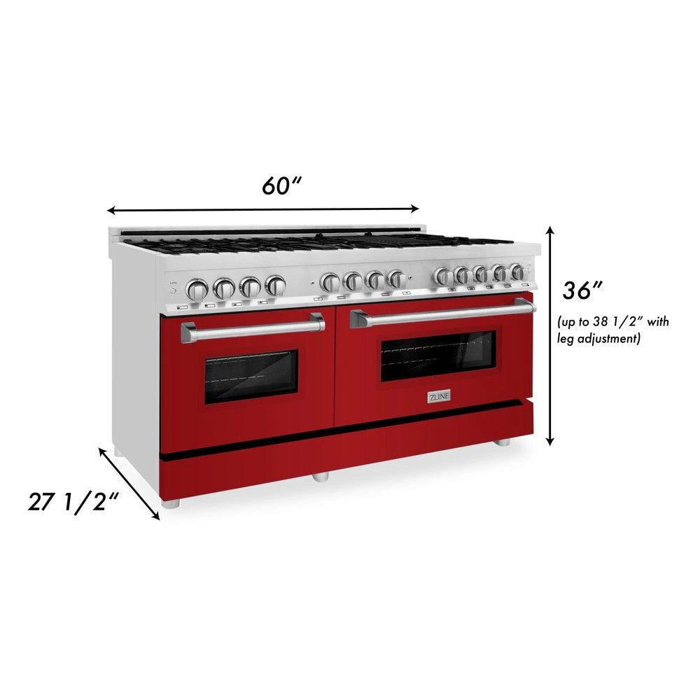 ZLINE 60 In. 7.4 Cu. Ft. Legacy Dual Fuel Range With 9 Burner Gas Cooktop And 2 Electric Convection Ovens In Stainless Steel And Red Gloss Doors (RA-RG-60)(Zline 60 Legacy Dual Fuel Range Stainless Steel Red Gloss Ra Rg 60) 9 ZLINE 60 In. 7.4 Cu. Ft. Legacy Dual Fuel Range With 9 Burner Gas Cooktop And 2 Electric Convection Ovens In Stainless Steel And Red Gloss Doors (RA-RG-60)(Zline 60 Legacy Dual Fuel Range Stainless Steel Red Gloss Ra Rg 60) - Image 9