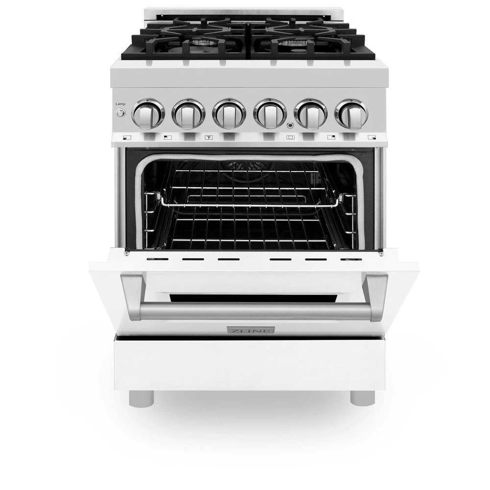 ZLINE 24 In. 2.8 Cu. Ft. Legacy Dual Fuel Range With 4 Burner Gas Cooktop And Electric Convection Oven In Stainless Steel And White Matte Door (RA-WM-24)(Zline 24 Legacy Dual Fuel Range Stainless Steel White Matte Ra Wm 24) 6 ZLINE 24 In. 2.8 Cu. Ft. Legacy Dual Fuel Range With 4 Burner Gas Cooktop And Electric Convection Oven In Stainless Steel And White Matte Door (RA-WM-24)(Zline 24 Legacy Dual Fuel Range Stainless Steel White Matte Ra Wm 24) - Image 6
