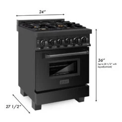 ZLINE 24 In. 2.8 Cu. Ft. Legacy Dual Fuel Range With Gas Cooktop And Electric Convection Oven In Black Stainless Steel With 4 Brass Burners (RAB-BR-24)(Zline 24 Legacy Dual Fuel Range Black Stainless Steel Brass Burners Rab Br 24) -Induction Cooktop Store zline professional stainless steel range RAB 24 dimension 8494236d b40d 4173 9b4b a8a2b2848d4c