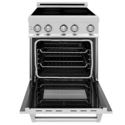 ZLINE 24 In. 2.8 Cu. Ft. Legacy Induction Range With 4 Element Cooktop And Electric Convection Oven In Stainless Steel (RAIND-24)(Zline 24 Induction Range Stainless Steel Raind 24) -Induction Cooktop Store zline professional stainless steel range RAIND 24 front open 6e65fc07 411b 4358 868d 9f641487f196