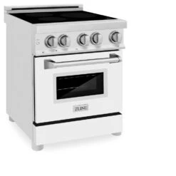 ZLINE 24 In. 2.8 Cu. Ft. Legacy Induction Range With 4 Element Cooktop And Electric Oven In Stainless Steel And White Matte Door (RAIND-WM-24)(Zline 24 Induction Range Stainless Steel White Matte Raind Wm 24) -Induction Cooktop Store zline professional stainless steel range RAIND WM 24 main