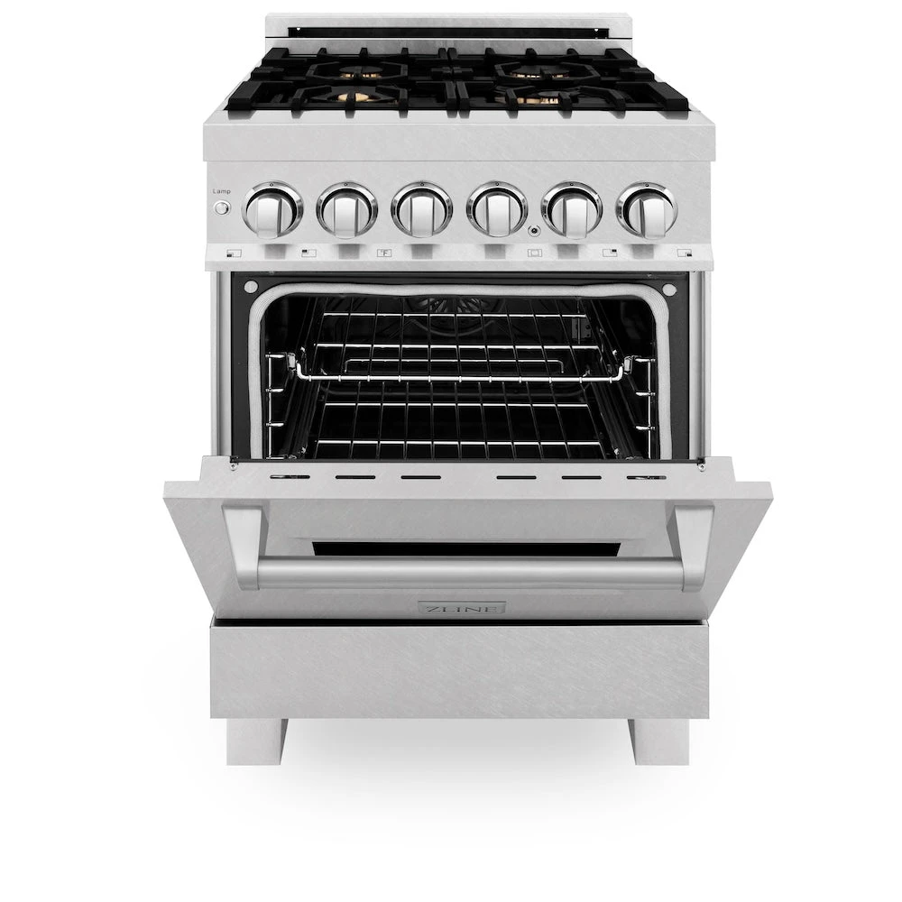 ZLINE 24 In. 2.8 Cu. Ft. Legacy Dual Fuel Range With Gas Cooktop And Electric Convection Oven In Satin Stainless Steel With 4 Brass Burners (RAS-SN-BR-24)(Zline 24 Legacy Dual Fuel Range Satin Stainless Steel Brass Burners Ras Sn Br 24) 4 ZLINE 24 In. 2.8 Cu. Ft. Legacy Dual Fuel Range With Gas Cooktop And Electric Convection Oven In Satin Stainless Steel With 4 Brass Burners (RAS-SN-BR-24)(Zline 24 Legacy Dual Fuel Range Satin Stainless Steel Brass Burners Ras Sn Br 24) - Image 4
