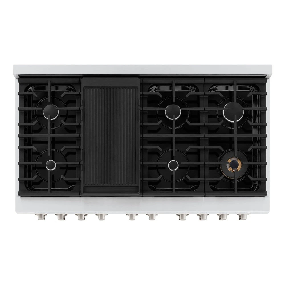 ZLINE 48 In. 6.7 Cu. Ft. Paramount Double Oven Dual Fuel Range With 8 Burner Gas Cooktop In Stainless Steel With White Matte Doors (SDR-WM-48)(Zline 48 Paramount Dual Fuel Range Stainless Steel White Matte Sdr Wm 48) 5 ZLINE 48 In. 6.7 Cu. Ft. Paramount Double Oven Dual Fuel Range With 8 Burner Gas Cooktop In Stainless Steel With White Matte Doors (SDR-WM-48)(Zline 48 Paramount Dual Fuel Range Stainless Steel White Matte Sdr Wm 48) - Image 5