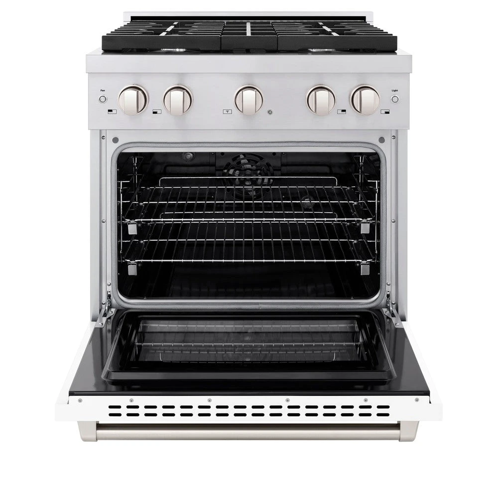 ZLINE 30 In. 4.2 Cu. Ft. Paramount Dual Fuel Range With 4 Burner Gas Cooktop And Electric Convection Oven In Stainless Steel With White Matte Door (SDR-WM-30)(Zline 30 Paramount Dual Fuel Range Stainless Steel White Matte Sdr Wm 30) 4 ZLINE 30 In. 4.2 Cu. Ft. Paramount Dual Fuel Range With 4 Burner Gas Cooktop And Electric Convection Oven In Stainless Steel With White Matte Door (SDR-WM-30)(Zline 30 Paramount Dual Fuel Range Stainless Steel White Matte Sdr Wm 30) - Image 4