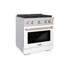 ZLINE 30 In. 4.2 Cu. Ft. Paramount Dual Fuel Range With 4 Burner Gas Cooktop And Electric Convection Oven In Stainless Steel With White Matte Door (SDR-WM-30)(Zline 30 Paramount Dual Fuel Range Stainless Steel White Matte Sdr Wm 30)