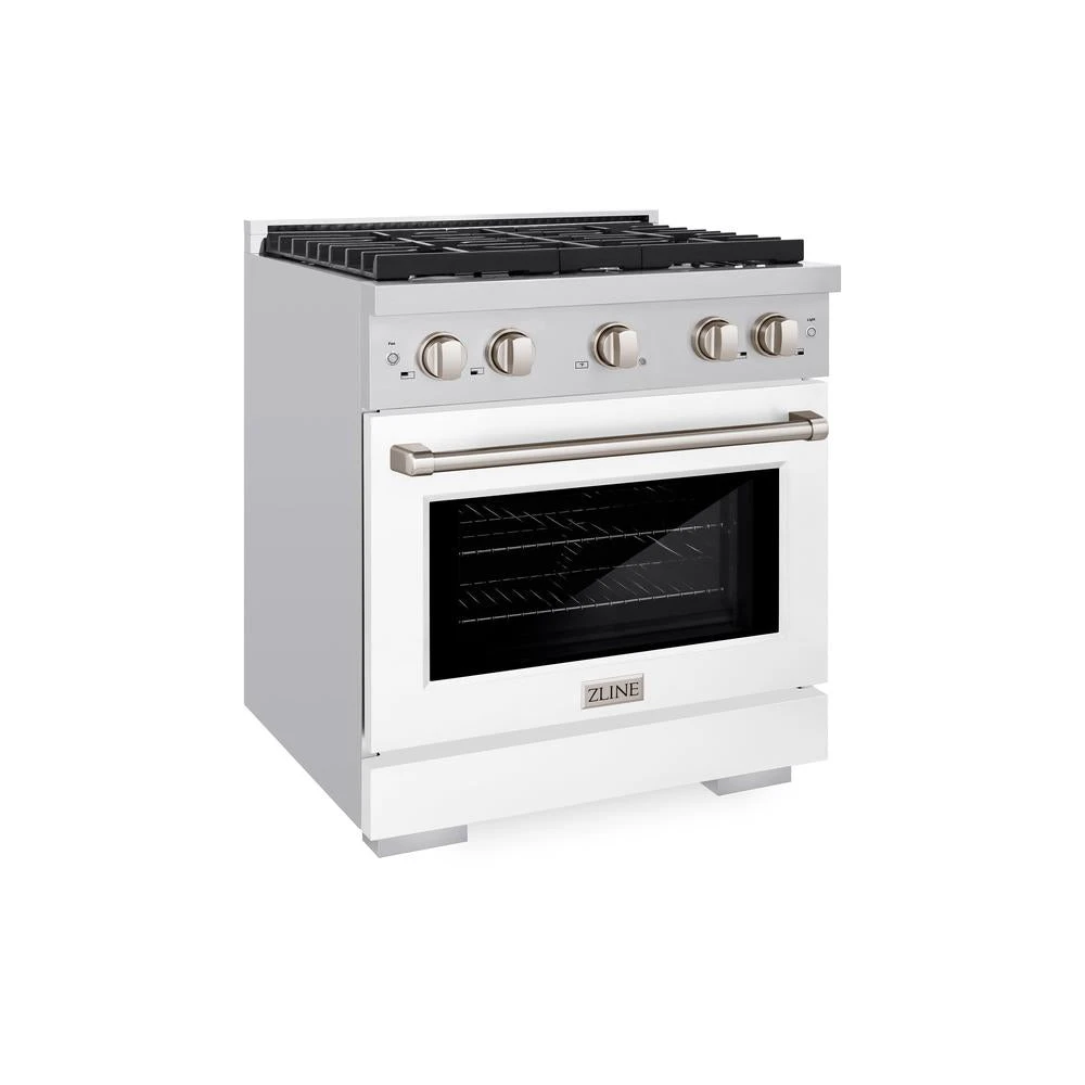 ZLINE 30 In. 4.2 Cu. Ft. Paramount Dual Fuel Range With 4 Burner Gas Cooktop And Electric Convection Oven In Stainless Steel With White Matte Door (SDR-WM-30)(Zline 30 Paramount Dual Fuel Range Stainless Steel White Matte Sdr Wm 30) 1 ZLINE 30 In. 4.2 Cu. Ft. Paramount Dual Fuel Range With 4 Burner Gas Cooktop And Electric Convection Oven In Stainless Steel With White Matte Door (SDR-WM-30)(Zline 30 Paramount Dual Fuel Range Stainless Steel White Matte Sdr Wm 30)
