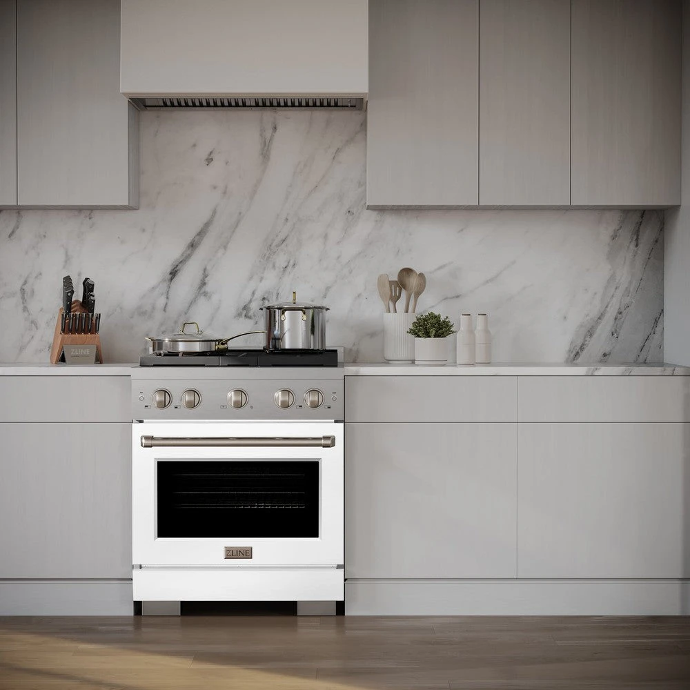 ZLINE 30 In. 4.2 Cu. Ft. Paramount Dual Fuel Range With 4 Burner Gas Cooktop And Electric Convection Oven In Stainless Steel With White Matte Door (SDR-WM-30)(Zline 30 Paramount Dual Fuel Range Stainless Steel White Matte Sdr Wm 30) 12 ZLINE 30 In. 4.2 Cu. Ft. Paramount Dual Fuel Range With 4 Burner Gas Cooktop And Electric Convection Oven In Stainless Steel With White Matte Door (SDR-WM-30)(Zline 30 Paramount Dual Fuel Range Stainless Steel White Matte Sdr Wm 30) - Image 12