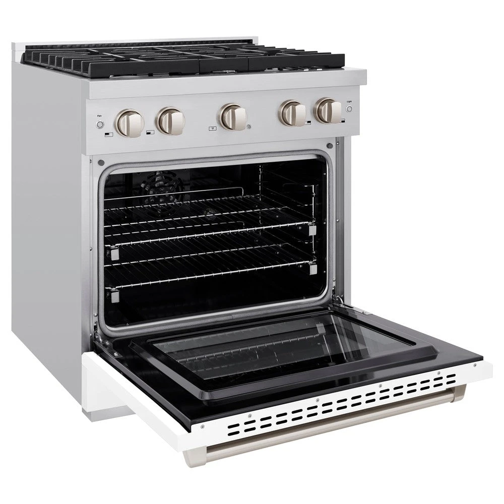 ZLINE 30 In. 4.2 Cu. Ft. Paramount Dual Fuel Range With 4 Burner Gas Cooktop And Electric Convection Oven In Stainless Steel With White Matte Door (SDR-WM-30)(Zline 30 Paramount Dual Fuel Range Stainless Steel White Matte Sdr Wm 30) 5 ZLINE 30 In. 4.2 Cu. Ft. Paramount Dual Fuel Range With 4 Burner Gas Cooktop And Electric Convection Oven In Stainless Steel With White Matte Door (SDR-WM-30)(Zline 30 Paramount Dual Fuel Range Stainless Steel White Matte Sdr Wm 30) - Image 5
