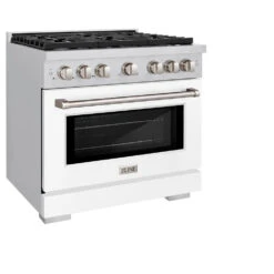 ZLINE 36 In. 5.2 Cu. Ft. Paramount Dual Fuel Range With 6 Burner Gas Cooktop And Electric Convection Oven In Stainless Steel With White Matte Door (SDR-WM-36)(Zline 36 Paramount Dual Fuel Range Stainless Steel White Matte Sdr Wm 36) -Induction Cooktop Store zline professional stainless steel white matte gas range SDR WM 36 main
