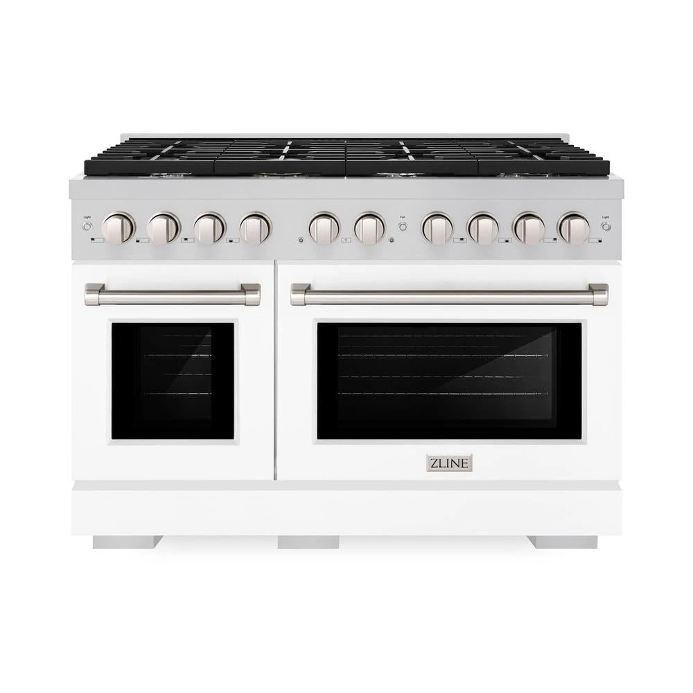 ZLINE 48 In. 6.7 Cu. Ft. Paramount Double Oven Dual Fuel Range With 8 Burner Gas Cooktop In Stainless Steel With White Matte Doors (SDR-WM-48)(Zline 48 Paramount Dual Fuel Range Stainless Steel White Matte Sdr Wm 48) 3 ZLINE 48 In. 6.7 Cu. Ft. Paramount Double Oven Dual Fuel Range With 8 Burner Gas Cooktop In Stainless Steel With White Matte Doors (SDR-WM-48)(Zline 48 Paramount Dual Fuel Range Stainless Steel White Matte Sdr Wm 48) - Image 3