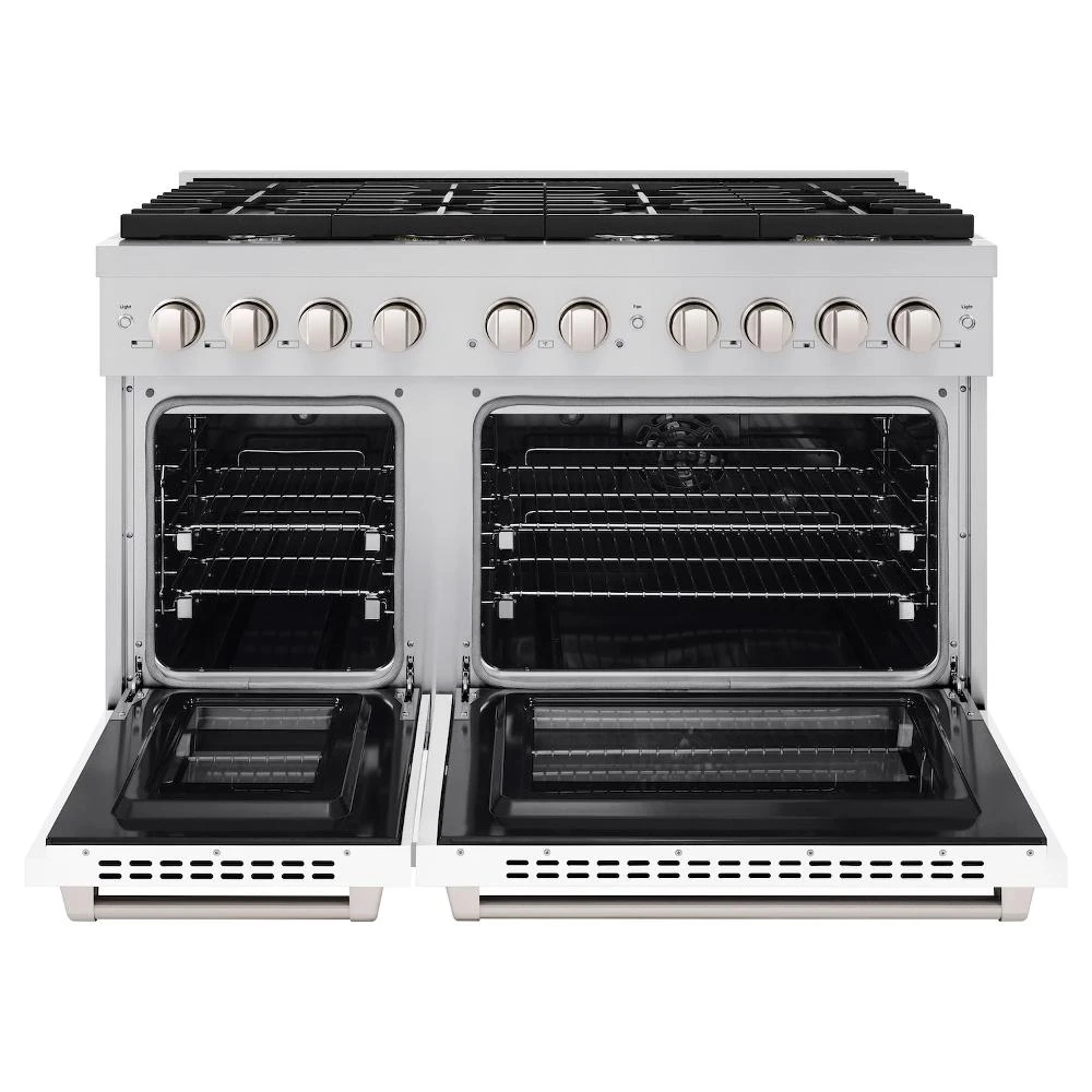 ZLINE 48 In. 6.7 Cu. Ft. Paramount Double Oven Dual Fuel Range With 8 Burner Gas Cooktop In Stainless Steel With White Matte Doors (SDR-WM-48)(Zline 48 Paramount Dual Fuel Range Stainless Steel White Matte Sdr Wm 48) 7 ZLINE 48 In. 6.7 Cu. Ft. Paramount Double Oven Dual Fuel Range With 8 Burner Gas Cooktop In Stainless Steel With White Matte Doors (SDR-WM-48)(Zline 48 Paramount Dual Fuel Range Stainless Steel White Matte Sdr Wm 48) - Image 7