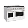 ZLINE 48 In. 6.7 Cu. Ft. Paramount Double Oven Dual Fuel Range With 8 Burner Gas Cooktop In Stainless Steel With White Matte Doors (SDR-WM-48)(Zline 48 Paramount Dual Fuel Range Stainless Steel White Matte Sdr Wm 48)