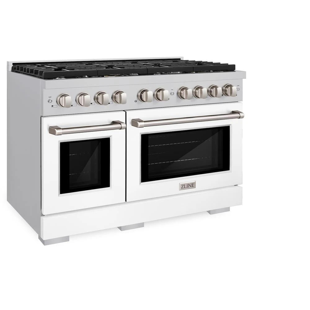 ZLINE 48 In. 6.7 Cu. Ft. Paramount Double Oven Dual Fuel Range With 8 Burner Gas Cooktop In Stainless Steel With White Matte Doors (SDR-WM-48)(Zline 48 Paramount Dual Fuel Range Stainless Steel White Matte Sdr Wm 48) 4 ZLINE 48 In. 6.7 Cu. Ft. Paramount Double Oven Dual Fuel Range With 8 Burner Gas Cooktop In Stainless Steel With White Matte Doors (SDR-WM-48)(Zline 48 Paramount Dual Fuel Range Stainless Steel White Matte Sdr Wm 48) - Image 4