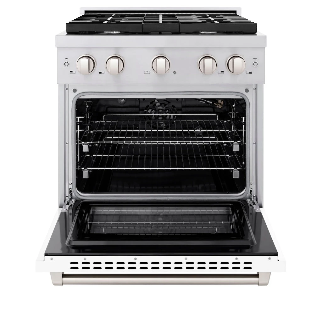 ZLINE 30 In. 4.2 Cu. Ft. Paramount Gas Range With 4 Burner Cooktop And Convection Gas Oven In Stainless Steel With White Matte Door (SGR-WM-30)(Zline 30 Paramount Gas Range Stainless Steel White Matte Sgr Wm 30) 4 ZLINE 30 In. 4.2 Cu. Ft. Paramount Gas Range With 4 Burner Cooktop And Convection Gas Oven In Stainless Steel With White Matte Door (SGR-WM-30)(Zline 30 Paramount Gas Range Stainless Steel White Matte Sgr Wm 30) - Image 4