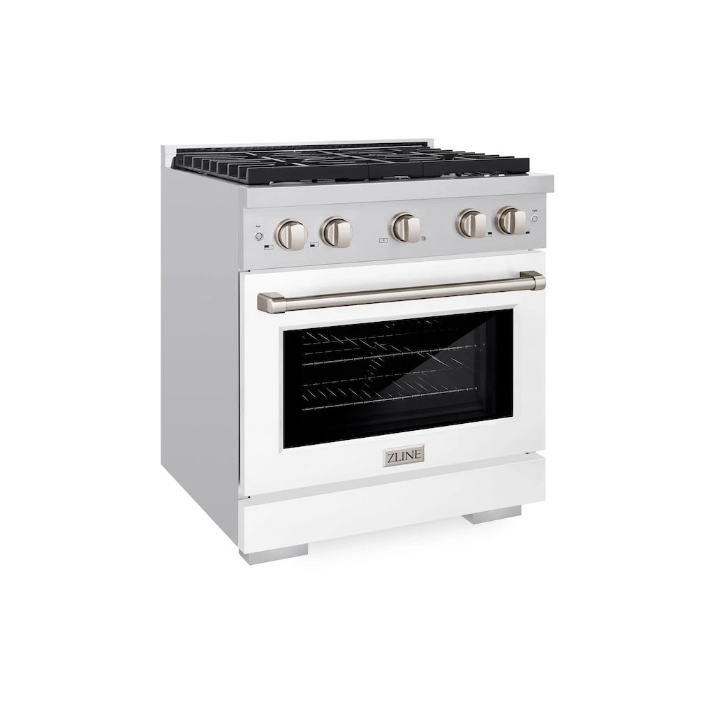 ZLINE 30 In. 4.2 Cu. Ft. Paramount Gas Range With 4 Burner Cooktop And Convection Gas Oven In Stainless Steel With White Matte Door (SGR-WM-30)(Zline 30 Paramount Gas Range Stainless Steel White Matte Sgr Wm 30) 1 ZLINE 30 In. 4.2 Cu. Ft. Paramount Gas Range With 4 Burner Cooktop And Convection Gas Oven In Stainless Steel With White Matte Door (SGR-WM-30)(Zline 30 Paramount Gas Range Stainless Steel White Matte Sgr Wm 30)