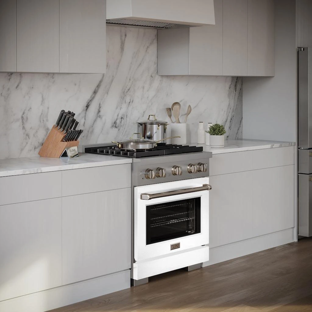 ZLINE 30 In. 4.2 Cu. Ft. Paramount Gas Range With 4 Burner Cooktop And Convection Gas Oven In Stainless Steel With White Matte Door (SGR-WM-30)(Zline 30 Paramount Gas Range Stainless Steel White Matte Sgr Wm 30) 13 ZLINE 30 In. 4.2 Cu. Ft. Paramount Gas Range With 4 Burner Cooktop And Convection Gas Oven In Stainless Steel With White Matte Door (SGR-WM-30)(Zline 30 Paramount Gas Range Stainless Steel White Matte Sgr Wm 30) - Image 13