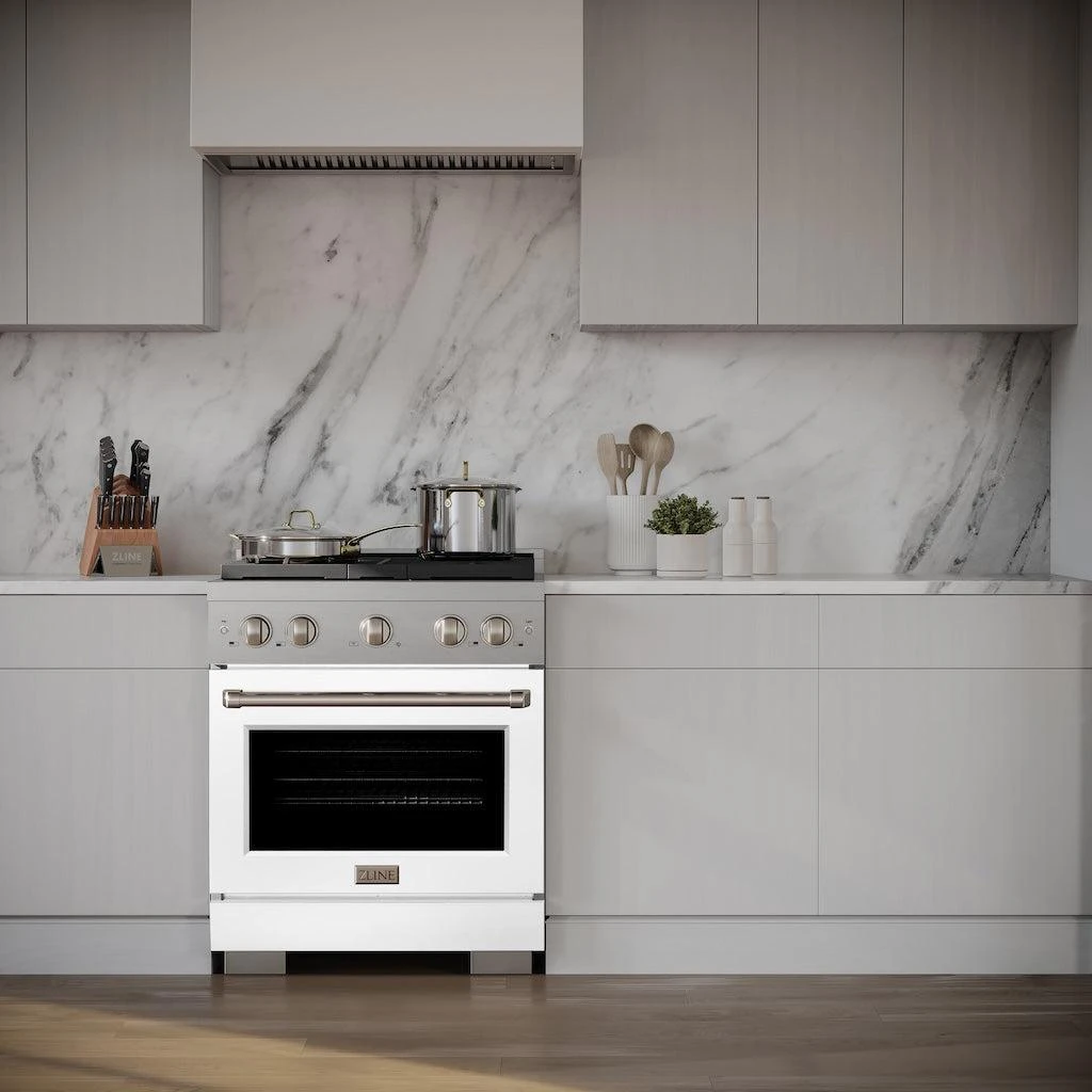 ZLINE 30 In. 4.2 Cu. Ft. Paramount Gas Range With 4 Burner Cooktop And Convection Gas Oven In Stainless Steel With White Matte Door (SGR-WM-30)(Zline 30 Paramount Gas Range Stainless Steel White Matte Sgr Wm 30) 14 ZLINE 30 In. 4.2 Cu. Ft. Paramount Gas Range With 4 Burner Cooktop And Convection Gas Oven In Stainless Steel With White Matte Door (SGR-WM-30)(Zline 30 Paramount Gas Range Stainless Steel White Matte Sgr Wm 30) - Image 14