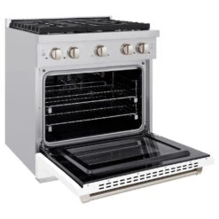 ZLINE 30 In. 4.2 Cu. Ft. Paramount Gas Range With 4 Burner Cooktop And Convection Gas Oven In Stainless Steel With White Matte Door (SGR-WM-30)(Zline 30 Paramount Gas Range Stainless Steel White Matte Sgr Wm 30) 21 ZLINE 30 In. 4.2 Cu. Ft. Paramount Gas Range With 4 Burner Cooktop And Convection Gas Oven In Stainless Steel With White Matte Door (SGR-WM-30)(Zline 30 Paramount Gas Range Stainless Steel White Matte Sgr Wm 30) -Induction Cooktop Store zline professional stainless steel white matte gas range SGR WM 30 main opencopy