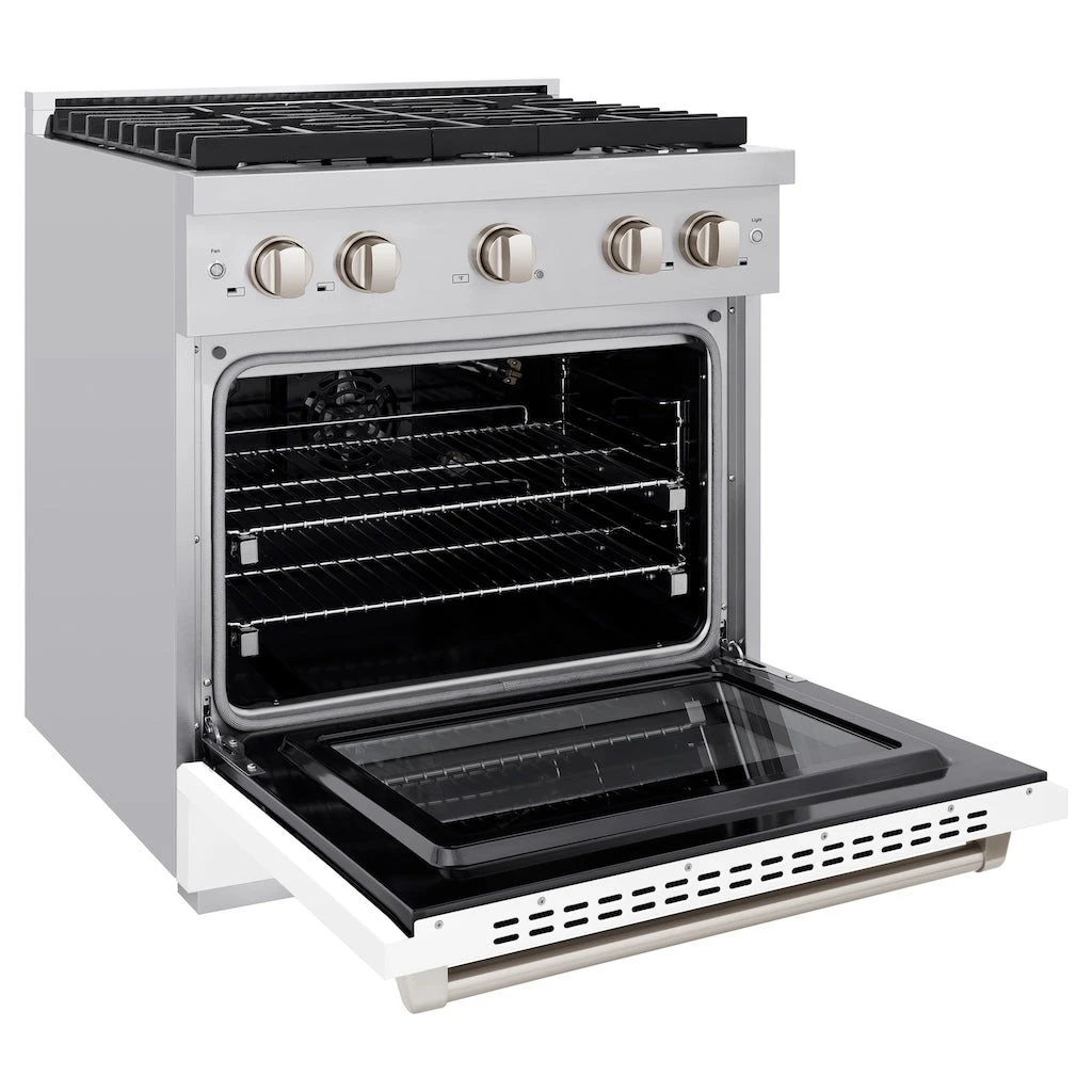 ZLINE 30 In. 4.2 Cu. Ft. Paramount Gas Range With 4 Burner Cooktop And Convection Gas Oven In Stainless Steel With White Matte Door (SGR-WM-30)(Zline 30 Paramount Gas Range Stainless Steel White Matte Sgr Wm 30) 6 ZLINE 30 In. 4.2 Cu. Ft. Paramount Gas Range With 4 Burner Cooktop And Convection Gas Oven In Stainless Steel With White Matte Door (SGR-WM-30)(Zline 30 Paramount Gas Range Stainless Steel White Matte Sgr Wm 30) - Image 6