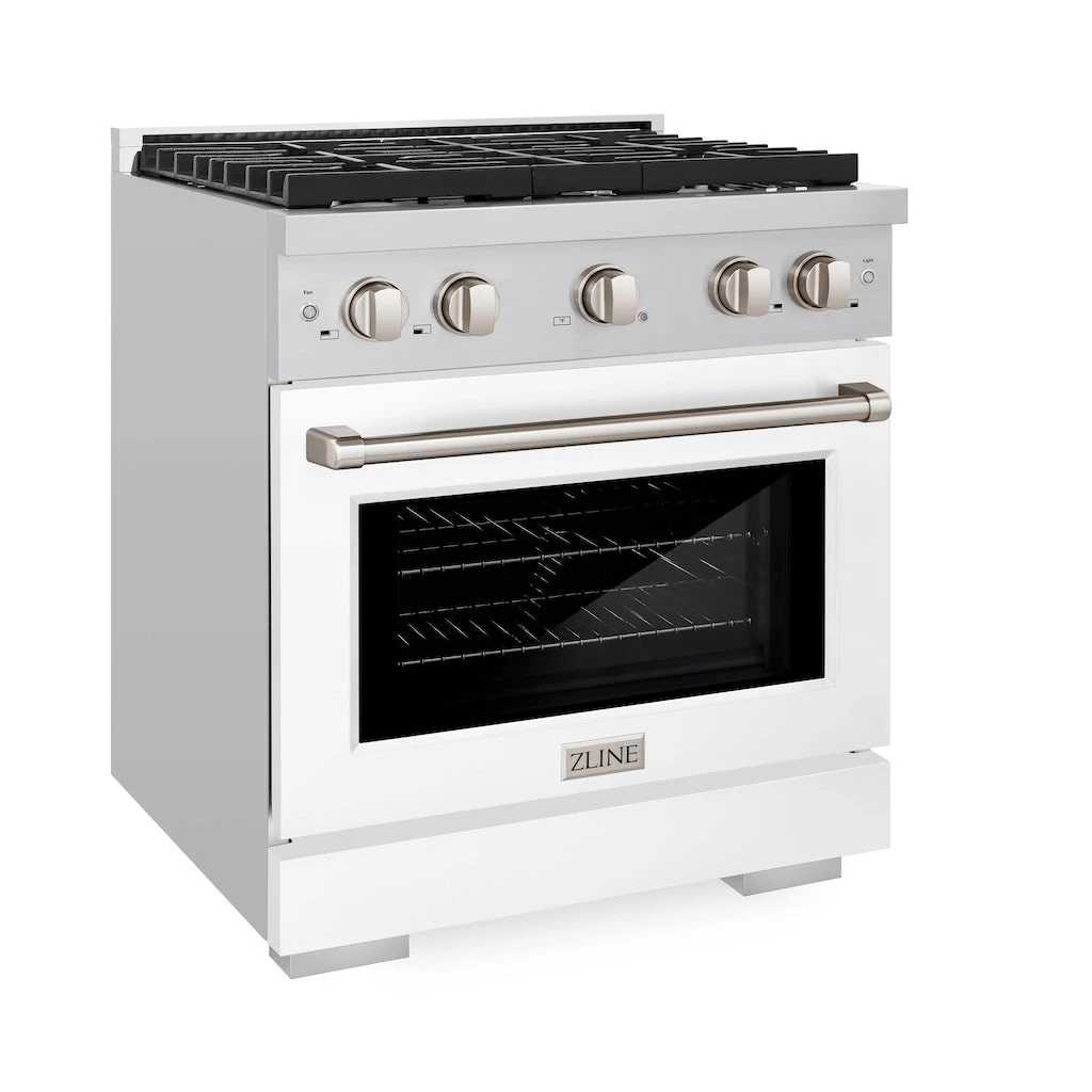 ZLINE 30 In. 4.2 Cu. Ft. Paramount Gas Range With 4 Burner Cooktop And Convection Gas Oven In Stainless Steel With White Matte Door (SGR-WM-30)(Zline 30 Paramount Gas Range Stainless Steel White Matte Sgr Wm 30) 5 ZLINE 30 In. 4.2 Cu. Ft. Paramount Gas Range With 4 Burner Cooktop And Convection Gas Oven In Stainless Steel With White Matte Door (SGR-WM-30)(Zline 30 Paramount Gas Range Stainless Steel White Matte Sgr Wm 30) - Image 5