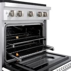 ZLINE 30 In. 4.2 Cu. Ft. Paramount Gas Range With 4 Burner Cooktop And Convection Gas Oven In Stainless Steel With White Matte Door (SGR-WM-30)(Zline 30 Paramount Gas Range Stainless Steel White Matte Sgr Wm 30) 22 ZLINE 30 In. 4.2 Cu. Ft. Paramount Gas Range With 4 Burner Cooktop And Convection Gas Oven In Stainless Steel With White Matte Door (SGR-WM-30)(Zline 30 Paramount Gas Range Stainless Steel White Matte Sgr Wm 30) -Induction Cooktop Store zline professional stainless steel white matte gas range SGR WM 30 rack detail croppedcopy