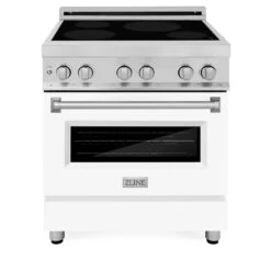 ZLINE 30 In. 4.0 Cu. Ft. Legacy Induction Range With 4 Element Cooktop And Electric Oven In Stainless Steel And White Matte Door (RAIND-WM-30)(Zline 30 Induction Range Stainless Steel White Matte Raind Wm 30) 13 ZLINE 30 In. 4.0 Cu. Ft. Legacy Induction Range With 4 Element Cooktop And Electric Oven In Stainless Steel And White Matte Door (RAIND-WM-30)(Zline 30 Induction Range Stainless Steel White Matte Raind Wm 30) -Induction Cooktop Store zline professional stainless steel white matte induction range RAIND WM 30 front