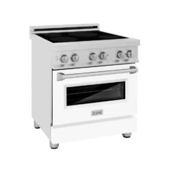 ZLINE 30 In. 4.0 Cu. Ft. Legacy Induction Range With 4 Element Cooktop And Electric Oven In Stainless Steel And White Matte Door (RAIND-WM-30)(Zline 30 Induction Range Stainless Steel White Matte Raind Wm 30)
