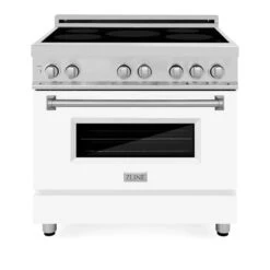 ZLINE 36 In. 4.6 Cu. Ft. Legacy Induction Range With 5 Element Cooktop And Electric Oven In Stainless Steel And White Matte Door (RAIND-WM-36)(Zline 36 Induction Range Stainless Steel White Matte Raind Wm 36) -Induction Cooktop Store zline professional stainless steel white matte induction range RAIND WM 36 front a1480cb5 22df 4f5c a39d 16bc59c61b5f