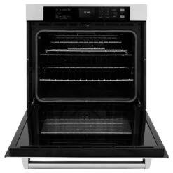 ZLINE 30 In. Professional True Convection Single Wall Oven With Air Fry And Self Clean In Stainless Steel With White Matte Door (WAS-WM-30)(Zline 30 Wall Oven Stainless Steel White Matte Was Wm 30) -Induction Cooktop Store zline professional stainless steel white matte wall oven WAS WM 30 front open