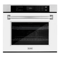 ZLINE 30 In. Professional True Convection Single Wall Oven With Air Fry And Self Clean In Stainless Steel With White Matte Door (WAS-WM-30)(Zline 30 Wall Oven Stainless Steel White Matte Was Wm 30)