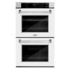 ZLINE 30 In. Professional True Convection Double Wall Oven With Air Fry And Self Clean In Satin Stainless Steel With White Matte Doors (WADS-WM-30)(Zline 30 Double Wall Oven Satin Stainless Steel White Matte Wads Wm 30)
