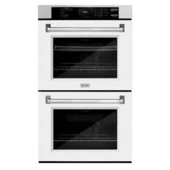 ZLINE 30 In. Professional True Convection Double Wall Oven With Air Fry And Self Clean In Satin Stainless Steel With White Matte Doors (WADS-WM-30)(Zline 30 Double Wall Oven Satin Stainless Steel White Matte Wads Wm 30)