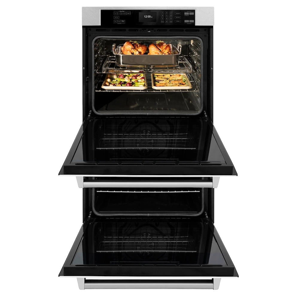 ZLINE 30 In. Professional True Convection Double Wall Oven With Air Fry And Self Clean In Satin Stainless Steel With White Matte Doors (WADS-WM-30)(Zline 30 Double Wall Oven Satin Stainless Steel White Matte Wads Wm 30) 2 ZLINE 30 In. Professional True Convection Double Wall Oven With Air Fry And Self Clean In Satin Stainless Steel With White Matte Doors (WADS-WM-30)(Zline 30 Double Wall Oven Satin Stainless Steel White Matte Wads Wm 30) - Image 2