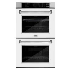 ZLINE 30 In. Professional True Convection Double Wall Oven With Air Fry And Self Clean In Stainless Steel With White Matte Doors (WAD-WM-30)(Zline 30 Double Wall Oven Stainless Steel White Matte Wad Wm 30)