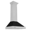 ZLINE 30 In. Convertible Satin Stainless Steel Wall Mount Range Hood With Black Matte Shell And Stainless Steel Handle (KB4SNX-BLM-30)(Zline 30 Wall Mount Range Hood Satin Stainless Steel Black Matte Kb4snx Blm 30)