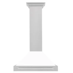 ZLINE 30 In. Convertible Satin Stainless Steel Wall Mount Range Hood With White Matte Shell And Stainless Steel Handle (KB4SNX-WM-30)(Zline 30 Wall Mount Range Hood Satin Stainless Steel White Matte Kb4snx Wm 30) -Induction Cooktop Store zline rangehood stainless KB4SNX WM30 front 0cffb0f8 9a3d 42c3 a89a ffe2d279ed14